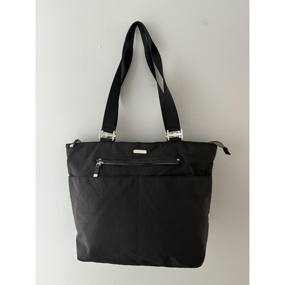 Baggallini Tote Bag Womens Black Nylon Zipper Shoulder Work Travel Shopper Large - Picture 1 of 14